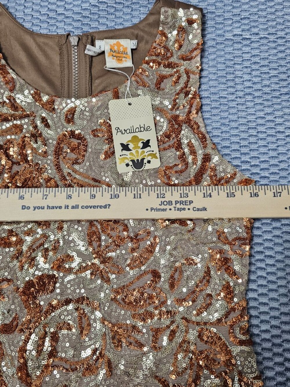 NEW Available Brown Beige Sequin Sleeveless Women's Cocktail Dress - Size Medium - Picture 6 of 7